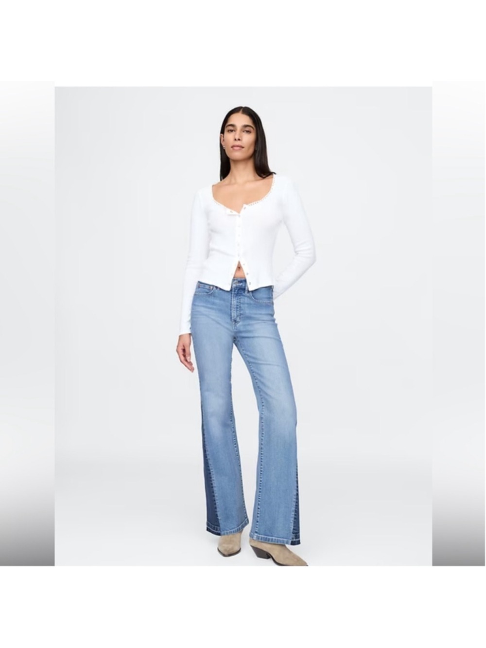 Gap High Rise Patched '70s Flare Jeans size 14/32R S